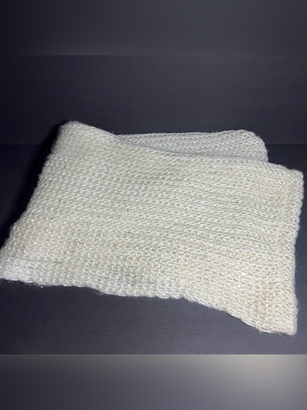 Echo Women's Cream Colored Sequin Shimmering Thick Knit Infinity Loop Wrap Scarf